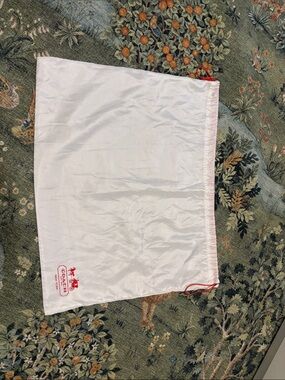 Large Coach White Drawstring Dust Bag with Red Logo and Trim